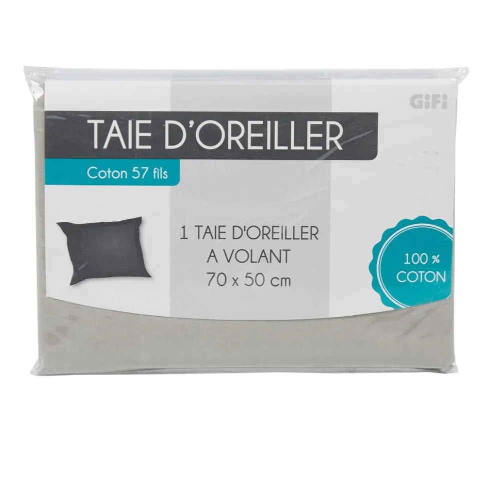 Taie d oreiller gris clair avec volant
