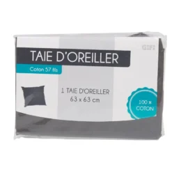 Taie d'oreiller gris foncé