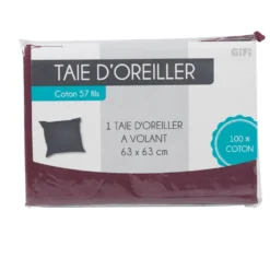 Taie d'oreiller à volant violet 63x63 cm