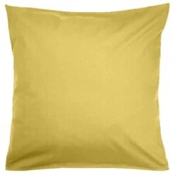 Taie d'oreiller 63x63cm 100% coton finition droite jaune moutarde