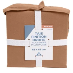 Taie d'oreiller 63x63cm 100% coton percale finition droite rouge