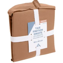 Taie d'oreiller 63x63cm 100% coton percale finition droite rouge