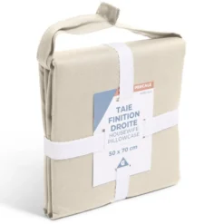 Taie d'oreiller 50x70cm 100% coton percale finition droite beige