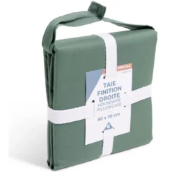 Taie d'oreiller 50x70cm 100% coton percale finition droite vert
