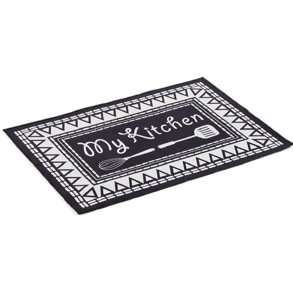 Tapis de cuisine My Kitchen noir et blanc 50x70cm