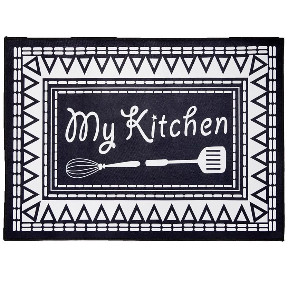 Tapis de cuisine My Kitchen noir et blanc 50x70cm