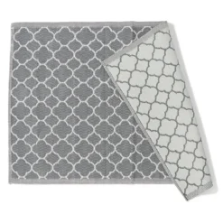 Tapis de jardin India motif chevron gris et blanc