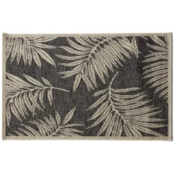 Tapis de jardin Louxor motif feuilles de palmier noir gris 120x180cm