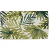 Tapis de jardin motif feuillage exotique vert et blanc 120x180cm