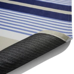 Tapis de jardin rayure bayadère antidérapant bleu et beige
