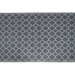 Tapis de jardin rectangulaire treillis marocain India gris et blanc 120x180cm