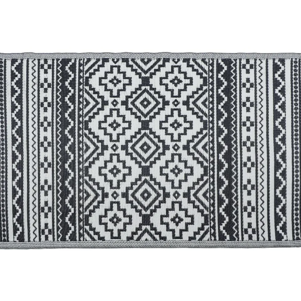 Tapis de jardin rectangulaire India design ethnique gris 120x180cm