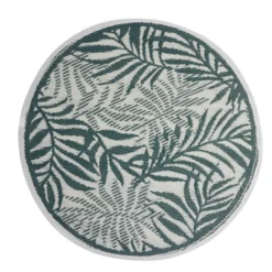 Tapis d'extérieur India rond motif feuillage vert Ø180 cm