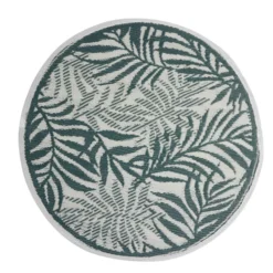 Tapis d'extérieur India rond motif feuillage vert Ø100 cm
