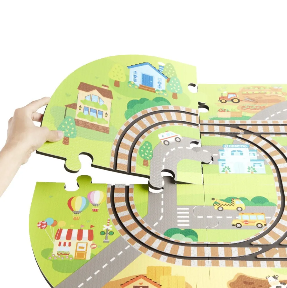 Tapis puzzle pour enfant avec ses trains 21 pièces