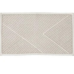 Tapis salle de bain coton relief rayure beige 80x50cm