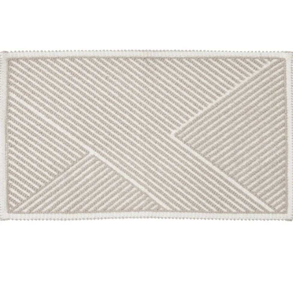 Tapis salle de bain coton relief rayure beige 80x50cm