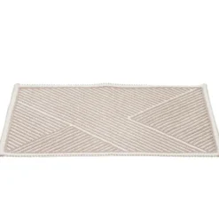 Tapis salle de bain coton relief rayure beige 80x50cm