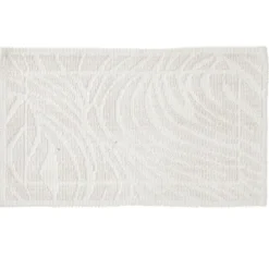 Tapis salle de bain coton relief uni beige 80x50cm