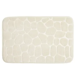 Tapis salle de bain motif galet beige 40x60cm