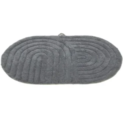 Tapis salle de bain ovale coton texturé gris anthracite 45x70cm