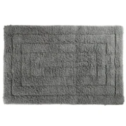 Tapis salle de bain rectangulaire coton gris 45x70cm
