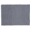 Tapis salle de bain rectangulaire polycoton quadrillé gris 45x70cm