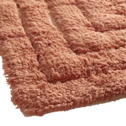 Tapis salle de bain rectangulaire coton terracotta 45x70cm