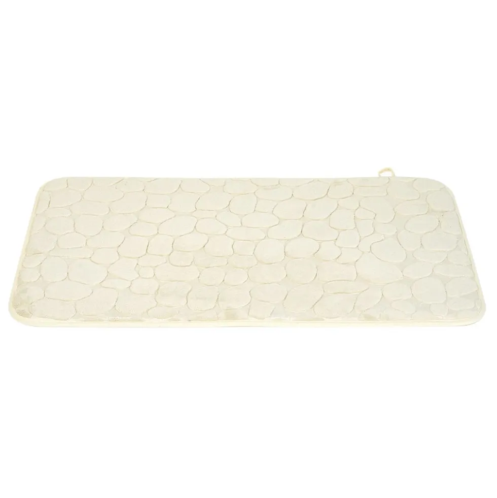 Tapis sortie de douche mémoire de forme beige 75x45cm