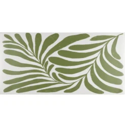 Tapis vinyle rectangulaire motif végétal esprit Matisse beige et vert 50x100cm