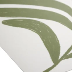 Tapis vinyle rectangulaire motif végétal esprit Matisse beige et vert 50x100cm
