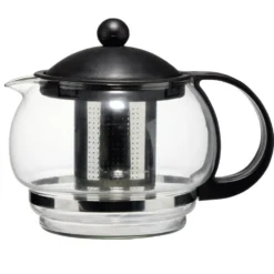 Théière en verre et acier avec infuseur en inox 900ml noir