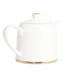 Théière 1L faïence blanc et doré Ø12xH15xm