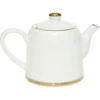 Théière 800ml blanche et dorée 20x12x15cm
