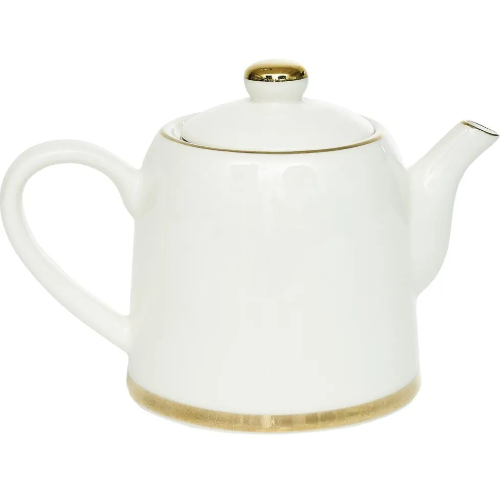 Théière 800ml blanche et dorée 20x12x15cm