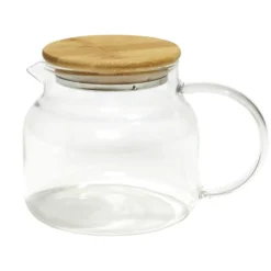 Théière transparente 640ml couvercle en bois