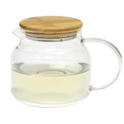 Théière transparente 640ml couvercle en bois