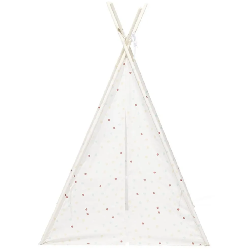 Tipi Flower polyester blanc à pois - L120xP120xH160 cm
