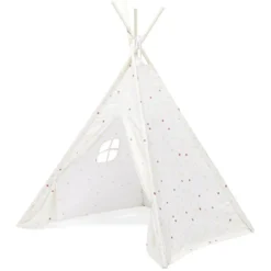 Tipi Flower polyester blanc à pois - L120xP120xH160 cm