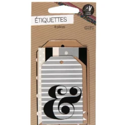 Étiquette cadeau décor noir x6