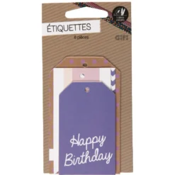Étiquette cadeau décor violet x6