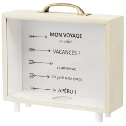 Tirelire bois et verre marron