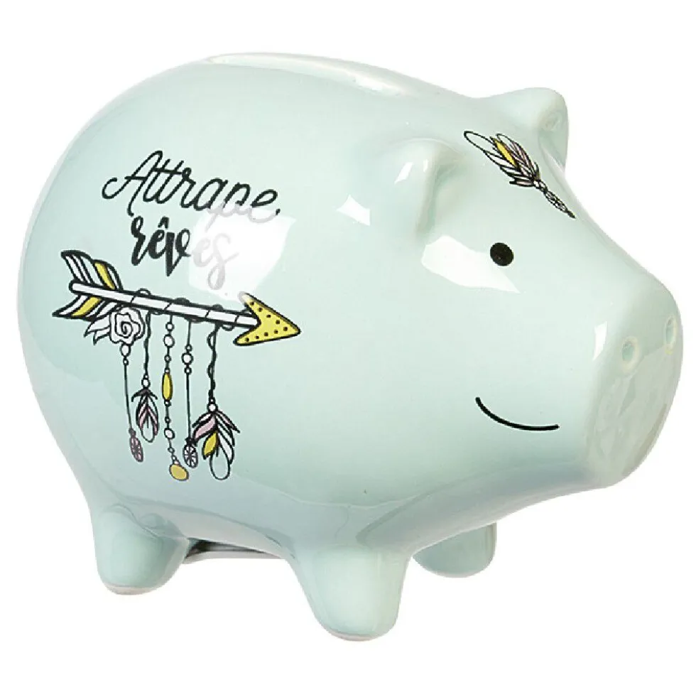 Tirelire cochon bleu attrape rêves