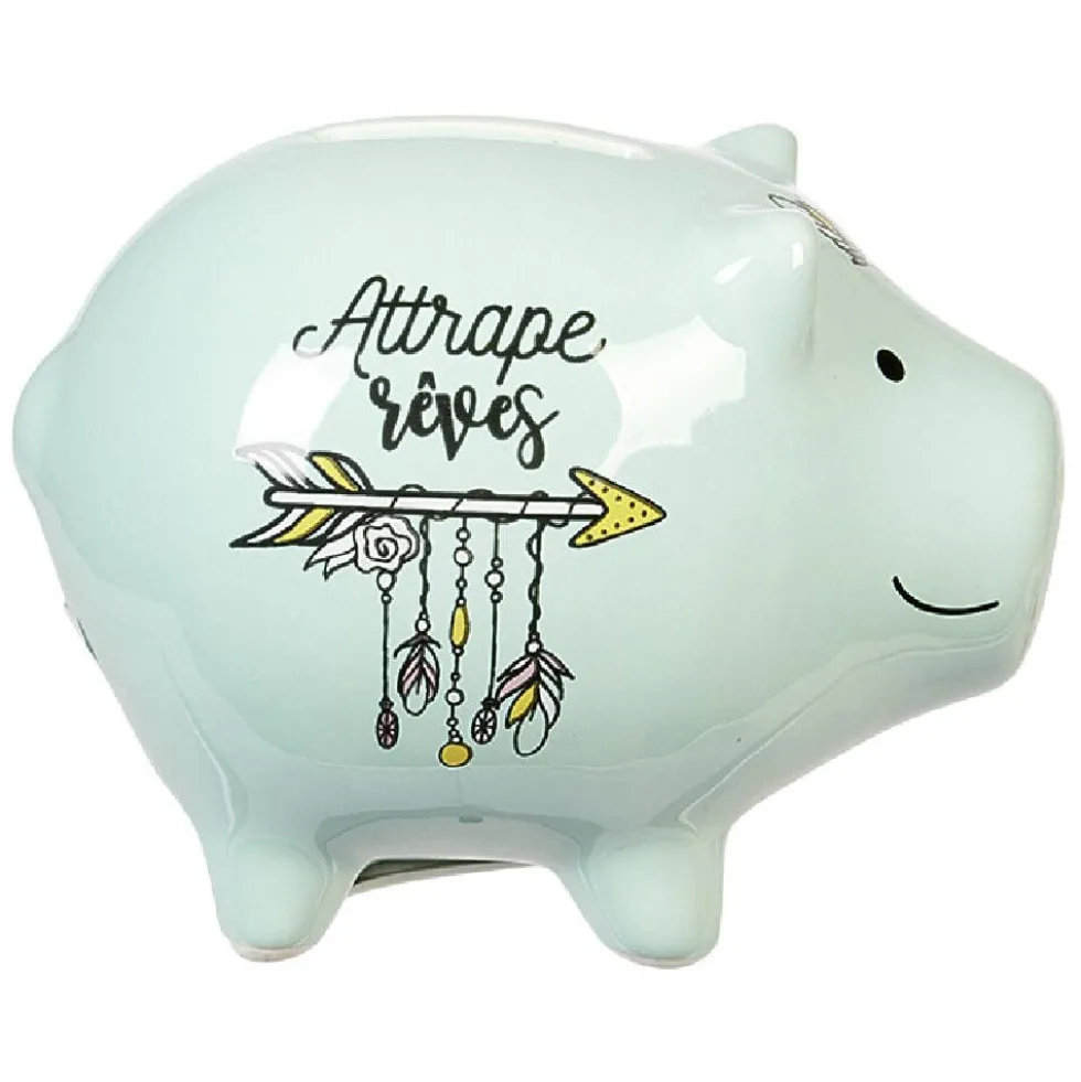 Tirelire cochon bleu attrape rêves