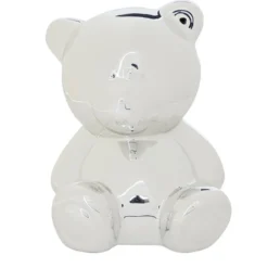 Tirelire forme ours métallisé en céramique H10,5cm