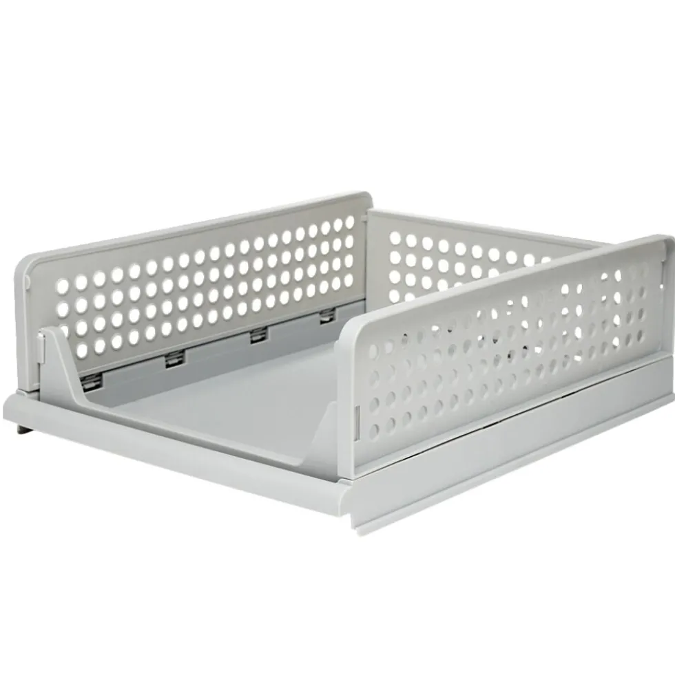 Tiroir de rangement superposable pliant gris 43x33,5x14cm Taille S
