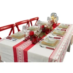 Toile cirée au mètre décor Renne rouge blanc