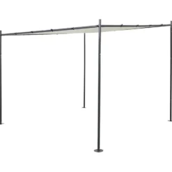 Tonnelle adossée Guethary gris et beige UPF50+ 298x298xH250cm 9m²