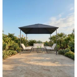 Tonnelle carrée Noumea 9m² gris anthracite 300x300xH260cm