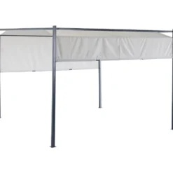 Tonnelle coulissante carrée Nazare gris UPF50+ 298x298xH220cm